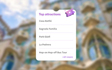 Top attractions list with Casa Batlló facade in Barcelona background.