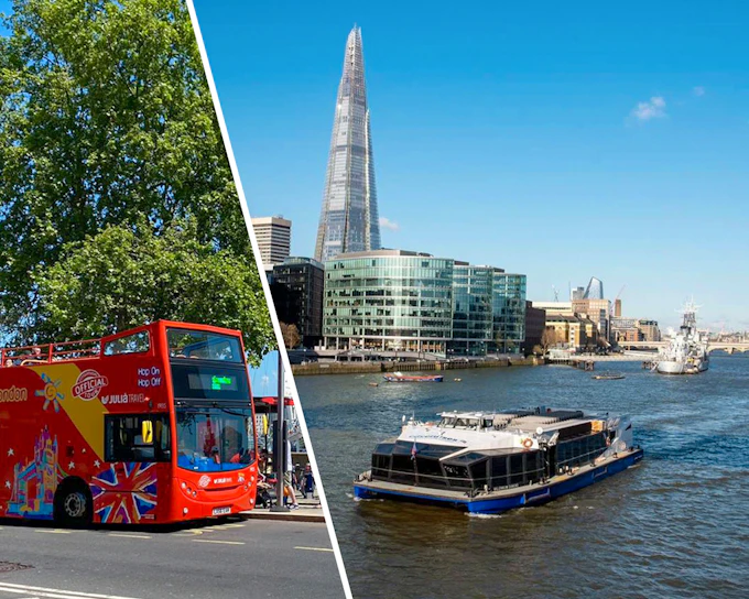 Combo (Save 15%): 24/48-Hr London Hop-On Hop-Off Bus Tour + Thames River Cruise