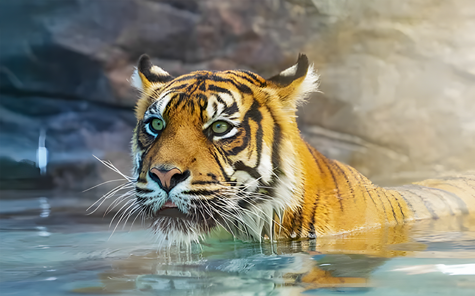Tiger Island at Dreamworld, Gold Coast, featuring Akasha the tiger.