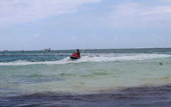 Jet-ski ride on turquoise waters at Diani Beach, Kenya.