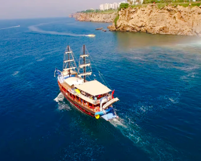 Antalya: Lara Beach & Duden Waterfalls Boat Trip with Lunch & Soft Drinks