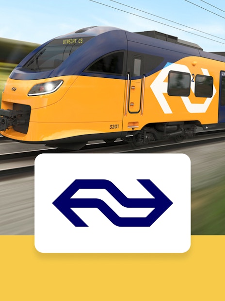 NS train traveling between Schiphol Airport and Amsterdam.