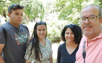 Group exploring Bellu Cemetery, Bucharest, during a self-guided city exploration game.