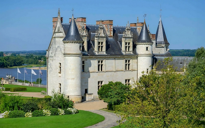 Château d'Amboise with gardens and river view, Loire Valley, France.