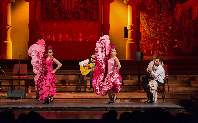 Flamenco dancers performing at Palau de La Música Catalana, Barcelona.