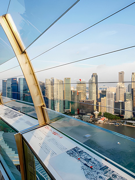 Marina Bay Sands SkyPark Observation Deck overlooking Singapore skyline and waterfront.
