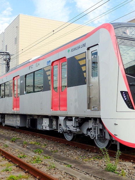 Tokyo Metro train on tracks, part of Toei Subway 24-hour unlimited rides.