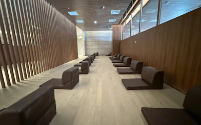 Seating area in the Aqua field sauna at VinPearl Harbour, Nha Trang, Vietnam.
