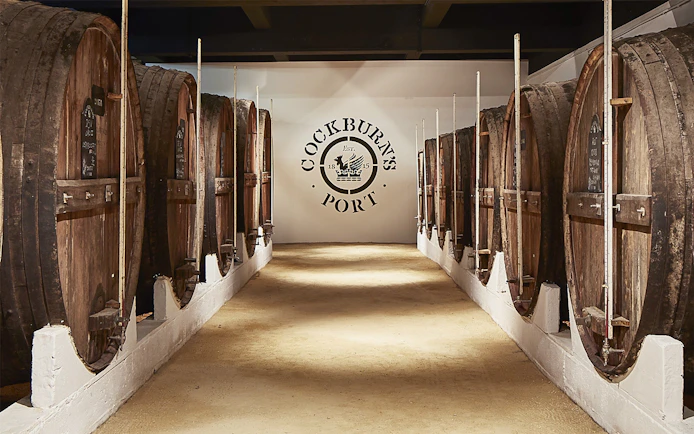 Wine barrels in a cellar at Cockburn's Port, Portugal.