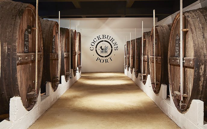 Wine barrels in a cellar at Cockburn's Port, Portugal.