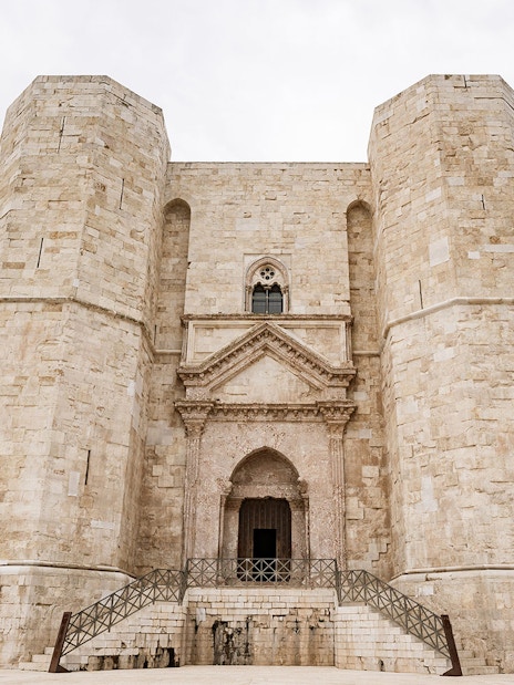 Castel del Monte's octagonal towers in Andria, Italy.
