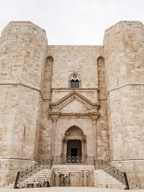 Castel del Monte's octagonal towers in Andria, Italy.