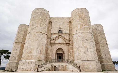 Castel del Monte's octagonal towers in Andria, Italy.