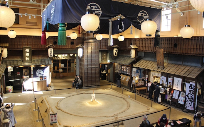 Sumo wrestling ring inside Ryogoku Kokugikan arena, Tokyo Grand Sumo Tournament.