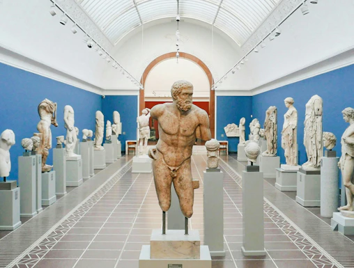 Sculpture gallery inside Ny Carlsberg Glyptotek museum, Copenhagen, Denmark.