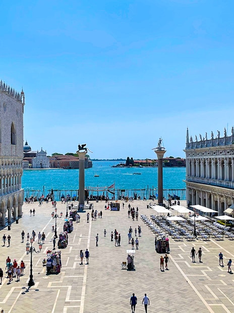 St. Mark's Square view with Doge's Palace and waterfront, Venice, Italy.