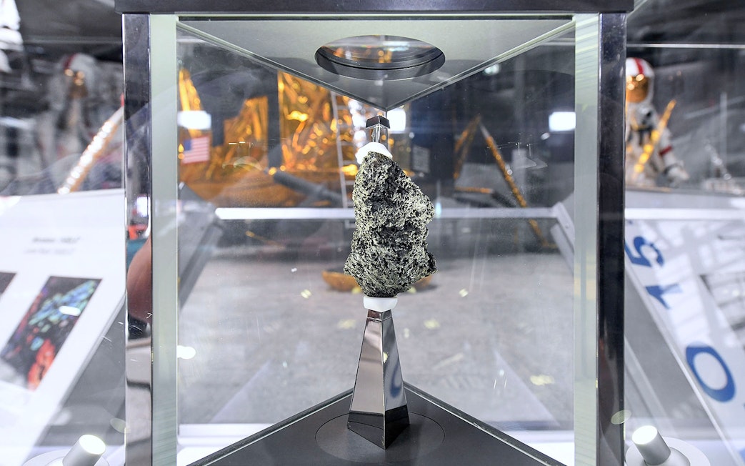 Moon rock display at Technik Museum Speyer.