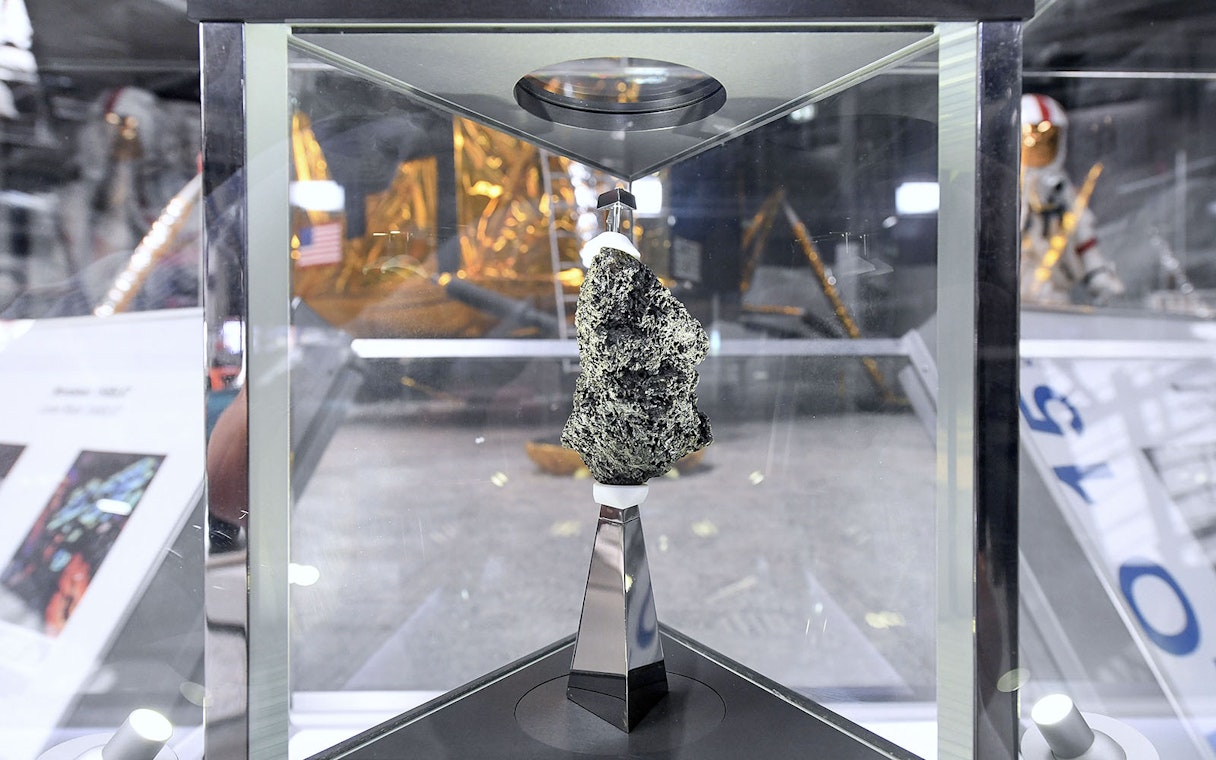 Moon rock display at Technik Museum Speyer.
