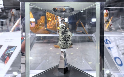 Moon rock display at Technik Museum Speyer.