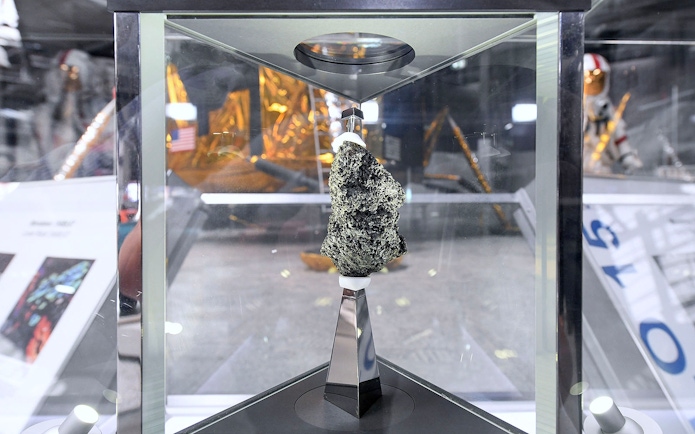 Moon rock display at Technik Museum Speyer.