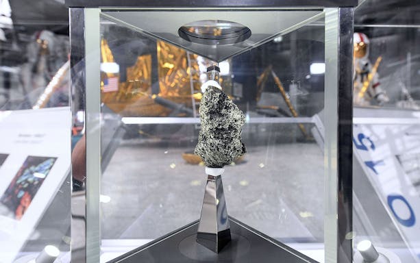 Moon rock display at Technik Museum Speyer.