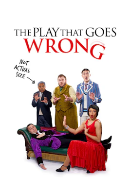 Cast of The Play That Goes Wrong West End show posing humorously.