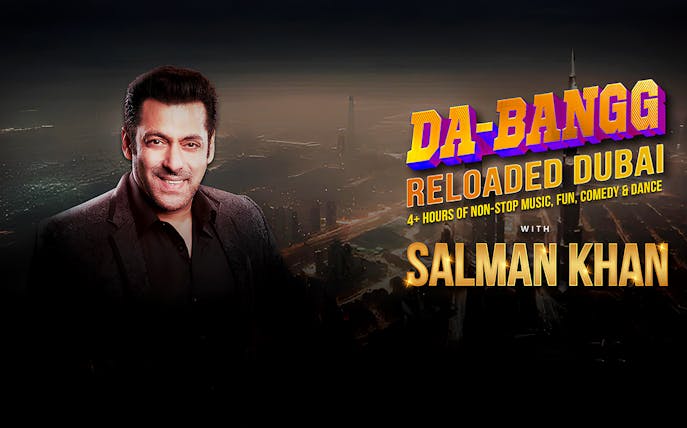 Da-Bangg Reloaded concert poster featuring Salman Khan in Dubai.