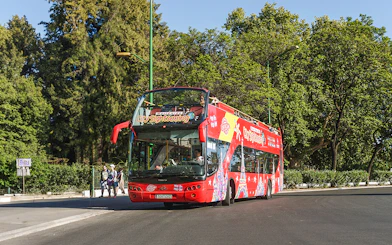 City Sightseeing Hop on Hop off tour bus in Benalmadena on a sunny day.