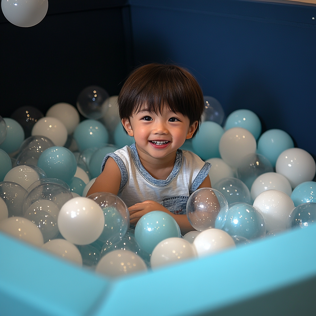 Child playing in a ball pit at KidZania Singapore.