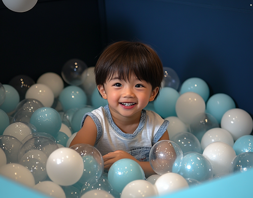 Child playing in a ball pit at KidZania Singapore.