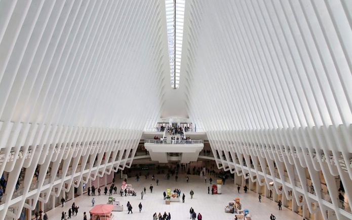 Oculus interior at World Trade Center, New York, part of Ground Zero tour experience.