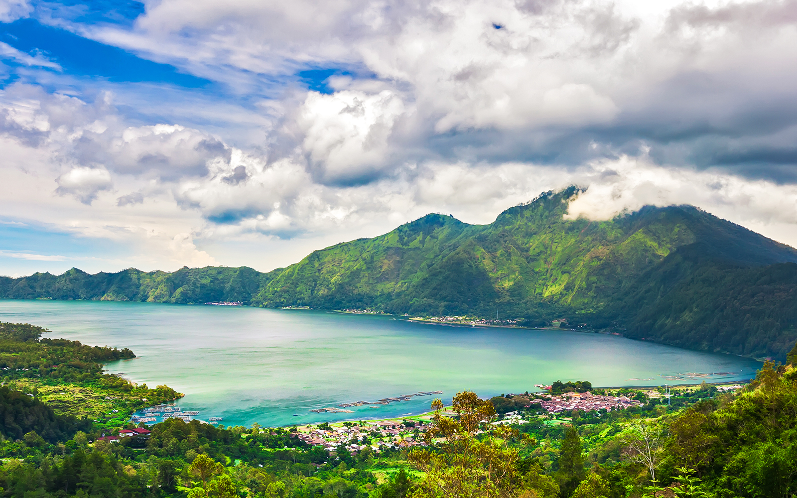 Panoramic view of lake Batur, Bali