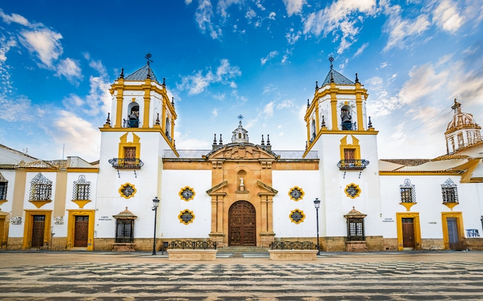 Parish of Our Lady of Perpetual Help facade with twin bell towers, Ronda.