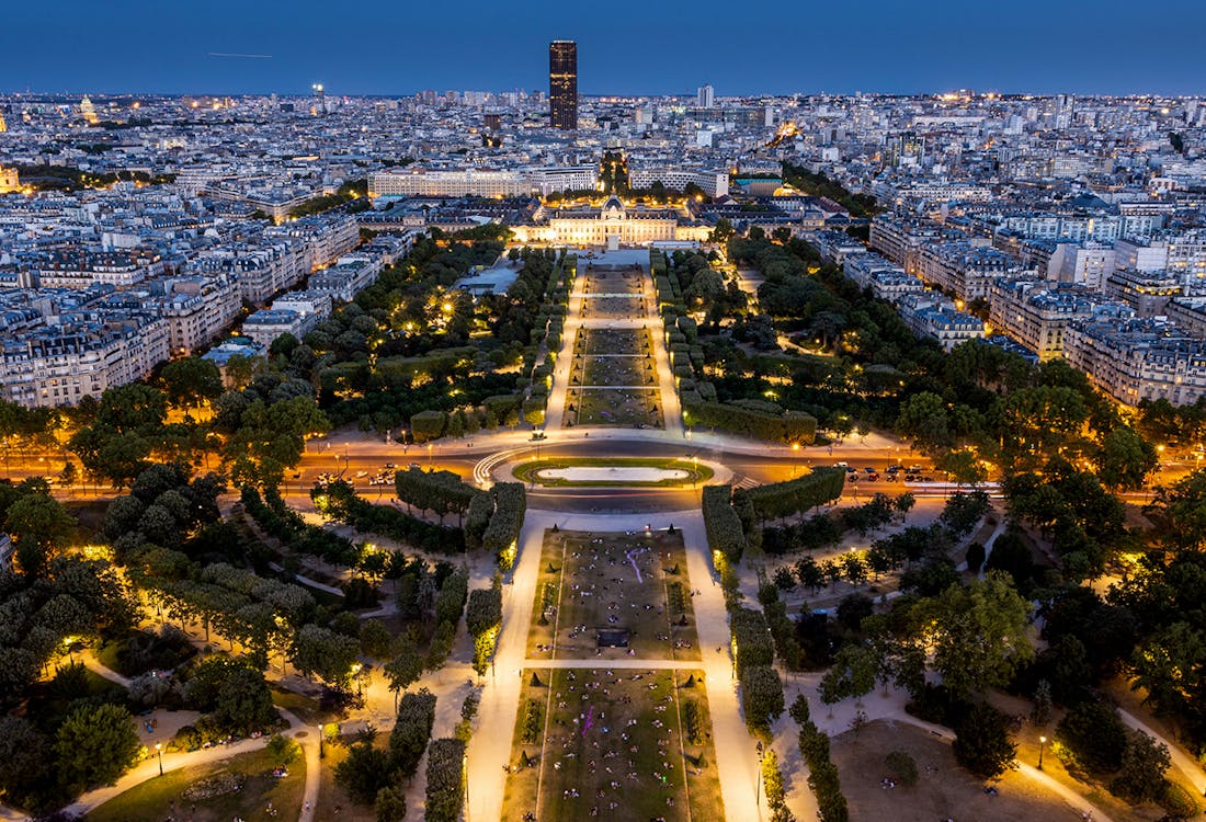 Champs de Mars at night, Paris