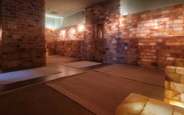 Salt room with mats at Spa Land Centum City, Busan.