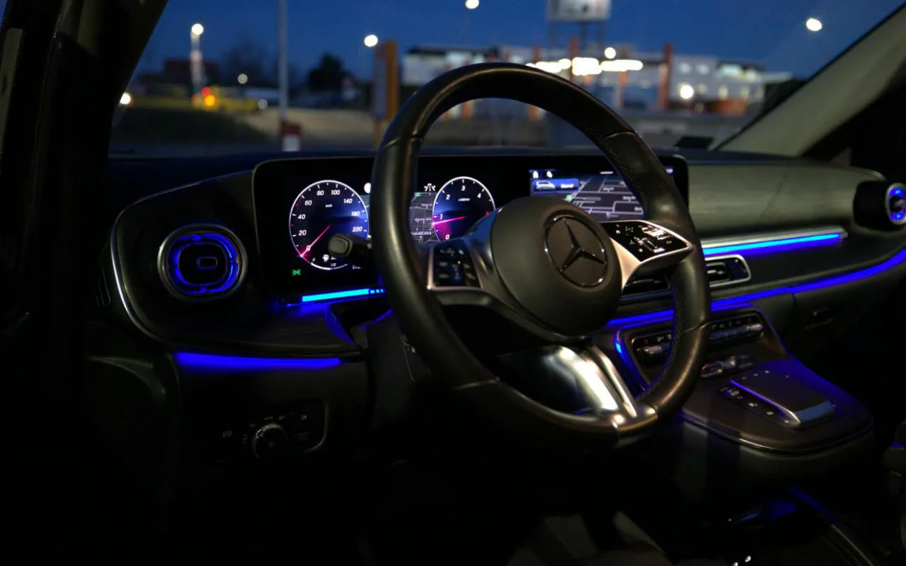 Luxury car interior for Budapest private door-to-door transfer.