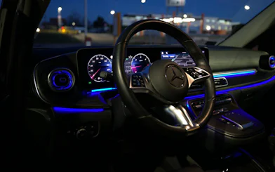 Luxury car interior for Budapest private door-to-door transfer.