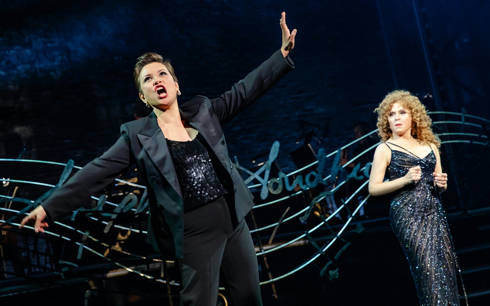 Performers on stage during Stephen Sondheim's Old Friends show.