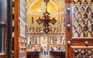 Visitors inside St. Mark's Basilica during an exclusive after-hours tour in Venice.