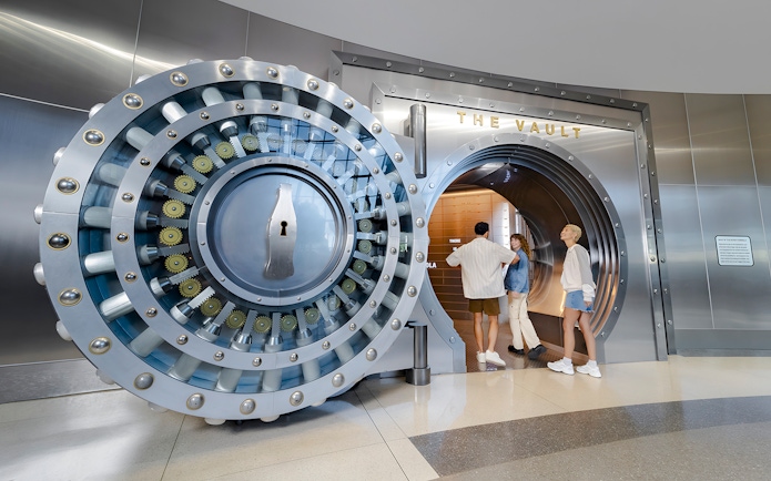 Group of friends entering the Vault at World of Coca-Cola Museum, Atlanta.