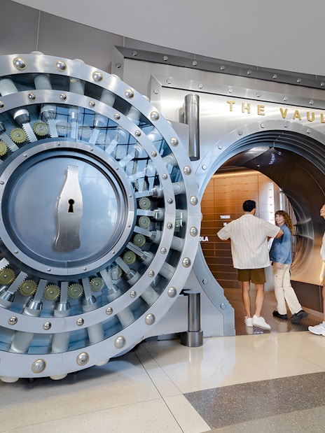Group of friends entering the Vault at World of Coca-Cola Museum, Atlanta.