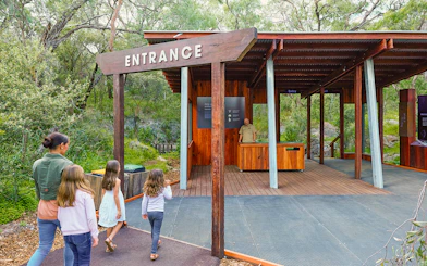 Visitors entering Ngilgi Cave Ancient Lands Experience in Australia.