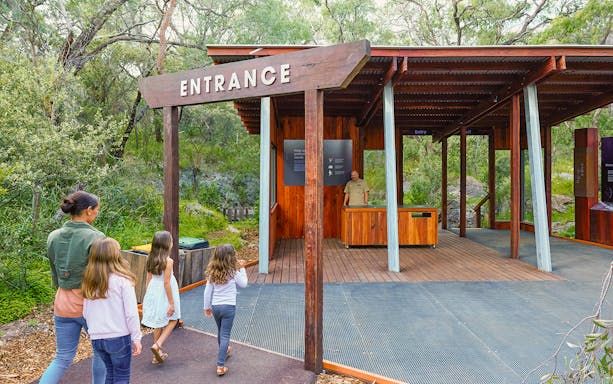 Visitors entering Ngilgi Cave Ancient Lands Experience in Australia.