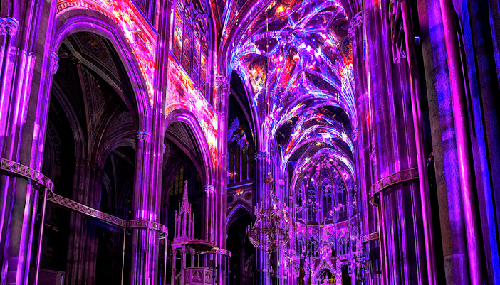 View of Light of Creation in Votivkirche Church Vienna