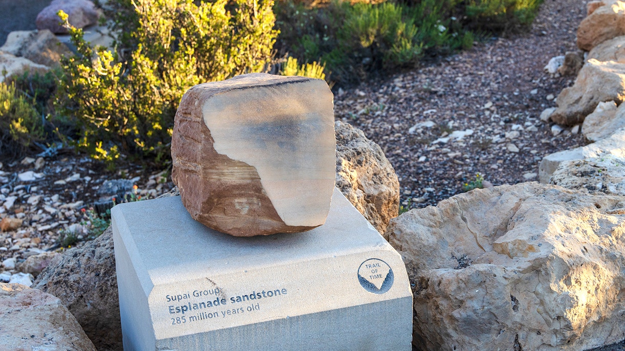Rock sample of Esplanade Sandstone on Trail of Time, Grand Canyon National Park.