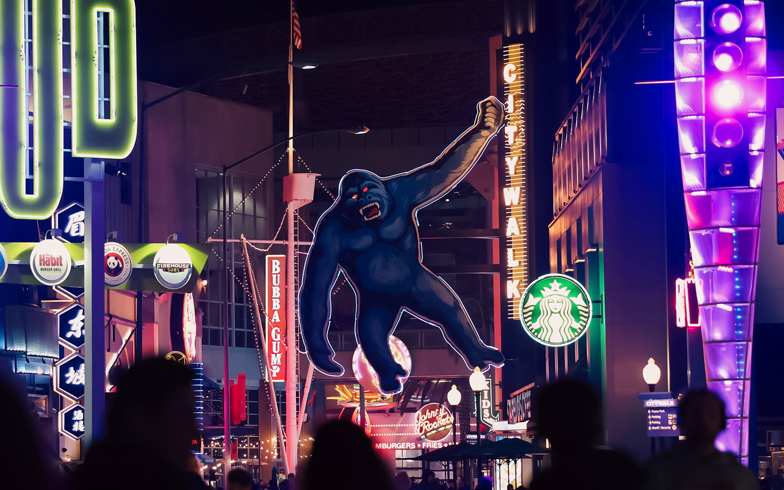 King Kong neon sign at Universal CityWalk Hollywood, Universal City Plaza, USA.