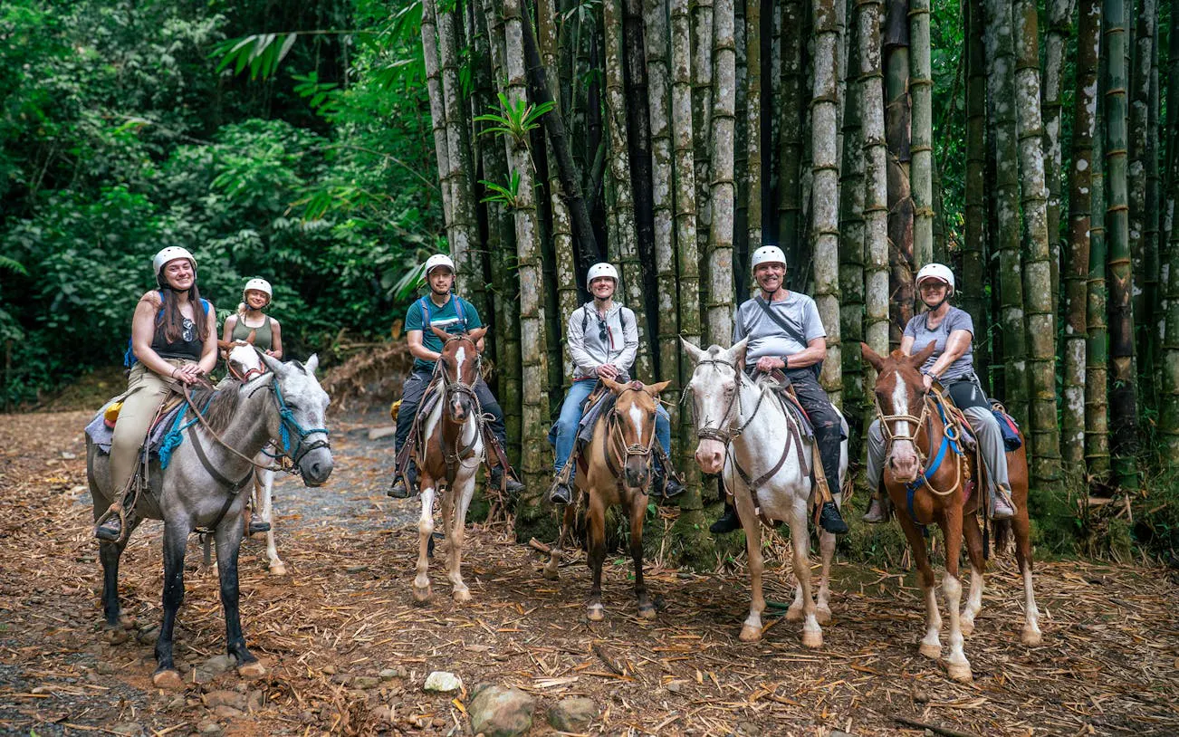 Group on horseback in jungle tour near Manuel Antonio.