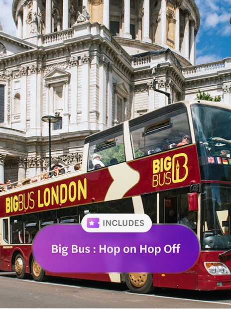 Big Bus London tour in front of St. Paul's Cathedral.