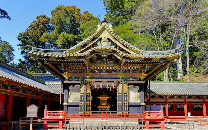 Nikkō Tōshō-gū shrine with ornate architecture and vibrant colors in Nikkō, Japan.