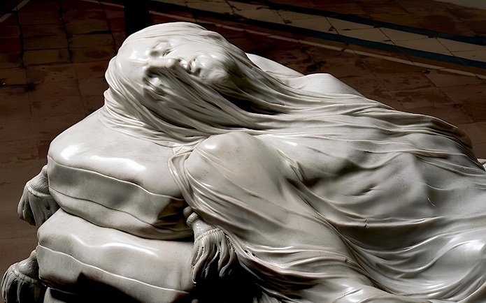 Veiled Christ sculpture at Sansevero Chapel, Naples, Italy.